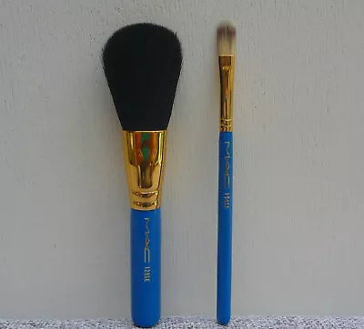 Set Of 2 MAC Blue Brush Set 129SE Powder & 194SE Concealer Travel Size NEW • $29.95