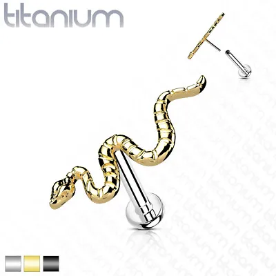 1pc Implant Grade Titanium Push In Snake Labret Monroe Stud Lip Ring 8mm 5/16  • $11.75