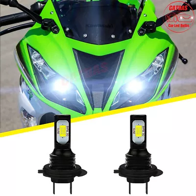 2x H7 LED Headlight Bulb For Kawasaki Ninja ZX6R ZX636C 2003-2006 ZX636E 2013-14 • $16.22