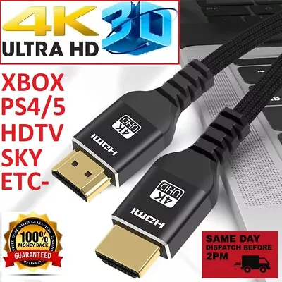£18.99 • Buy Premium Gold Plated 4k Hdmi Lead/cable 2.0 High Speed 2160p 3d 2d Hdtv Ps4, Xbox