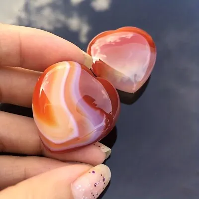 Carnelian Heart Stone Red Agate Polished Heart Stone Mineral Specimen Decoration • $10.90