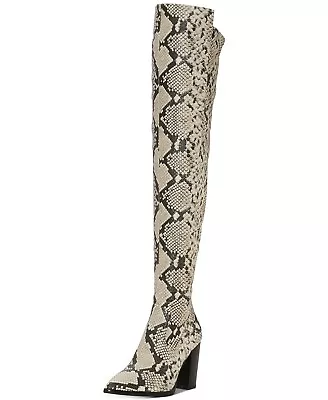 Vince Camuto Cottara Over-The-Knee Black White Snake Pointed Western Boots • $49.95