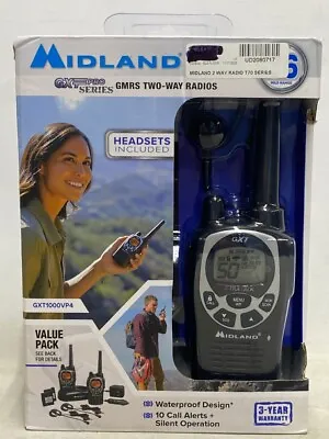 Midland Gxt1000vp4 Gmrs Walkie Talkie 2-pack + Headsets And Charger (ud2080717) • $71.99