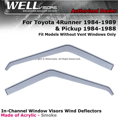 WELLvisors For Toyota Pickup 4Runner 84-89 Window Visors In-Channel Deflectors • $69.99