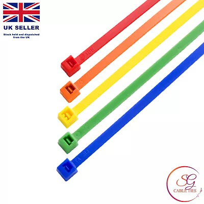 Fluorescent Colour Cable Ties Nylon Plastic Yellow Green Blue Orange Pink • £1.99