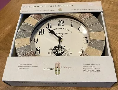 Stonegate Garden Wall Clock & Thermometer Indoor Or Outdoor Use Brand New Boxed • £15