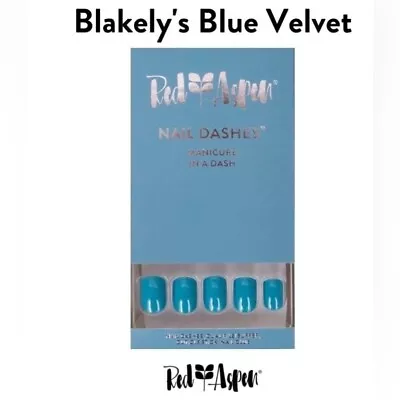 Red Aspen Blakely's Blue Velvet Pop Press On Nail Dashes Set New Reusable! • $21.95