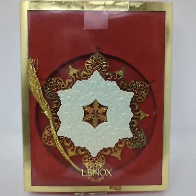 Lenox Ornament Christmas White China Snowflake Ornament W Gold Detail Vintage • $16.95