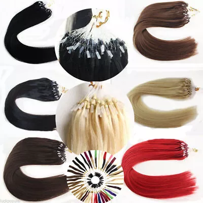 14 -24  1g  Double Drawn Indian Remy Micro Ring Human Hair Extensions Micro Loop • £28.50