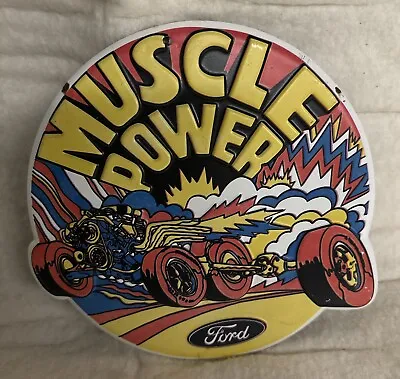 FORD MUSCLE POWER EMBOSSED TIN SIGN  7 Inches Free Shipping! • $14.36