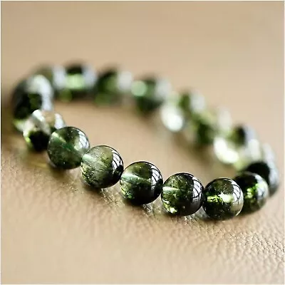 Green Chrome Diopside 10mm Round Beads Healing Balance Reiki Women Men Bracelet • $11.98