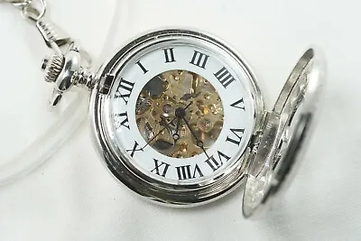 Modern Mechanical Wind Pocket Watch Skeletonized Steampunk Pocket Watch • $45