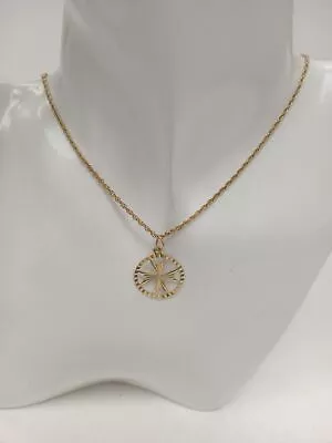 9ct 375 Yellow Gold Rope Chain Necklace With Maltese Cross Circle Pendant 3.28g • £34.33