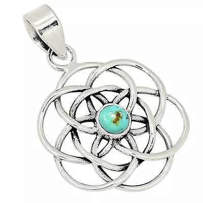 Kingman - Mohave Blue Turquoise 925 Sterling Silver Pendant Jewelry ALLP-6039 • $0.99