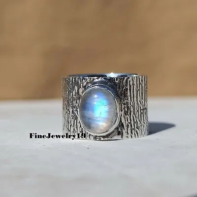 Rainbow Moonstone Ring Solid 925 Sterling Silver Band Ring Handmade Jewelry B27 • $10.67