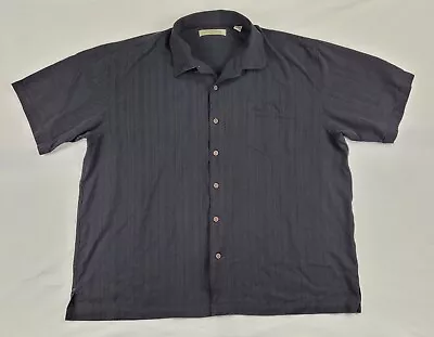 Tommy Bahama 100% Silk Black Hawaiian Shirt Mens 2XL Short Sleeve • $17