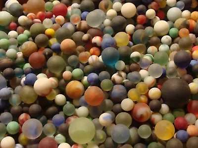 100 Vintage Glass Beach Sea Frosted Marbles Old Toys Jewels Cats Nautical Crafts • $21.99