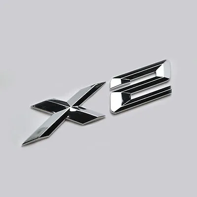 Silver Chrome X2 Car Letter Number Rear Trunk Boot Badge Emblem For BMW X Series • £11.99