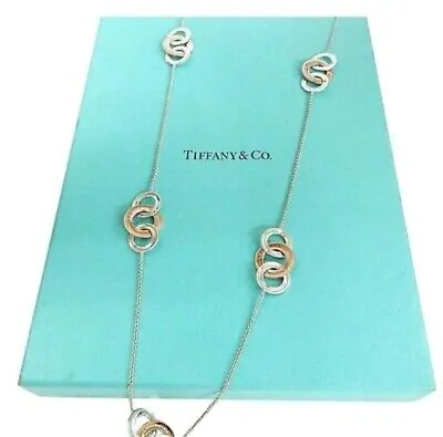 £882.62 • Buy Tiffany & Co.1837 Interlocking Circles Long Necklace Silver925 Rubedo Metal Box