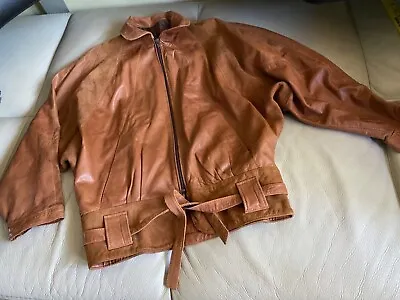 $35 • Buy Cognac Lambskin Leather / Suede Combination Jacket Size M-L