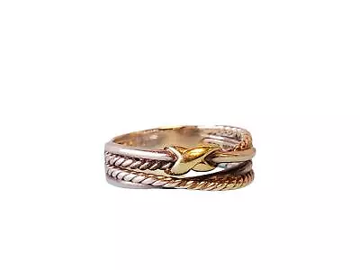 David Yurman Signed Bypass Sterling And 18k Yellow Gold Ring • $300