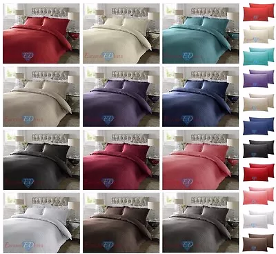 £5.99 • Buy 300TC Duvet Quilt Cover Bedding Set - 100% PURE COTTON SATEEN STRIPE - ALL SIZES