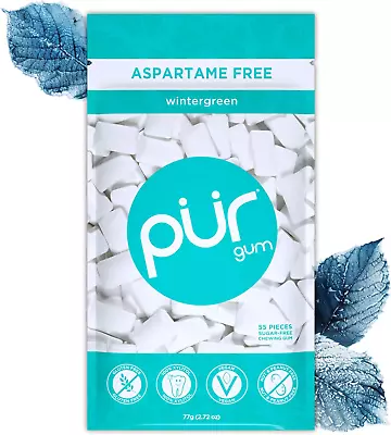 PUR 100% Xylitol Chewing Gum Sugarless Wintergreen Sugar Free + Aspartame Free • £6.08