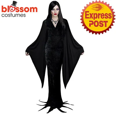 CA1509 Miss Darkness The Addams Family Morticia Fancy Dress Halloween Costume • $32.97