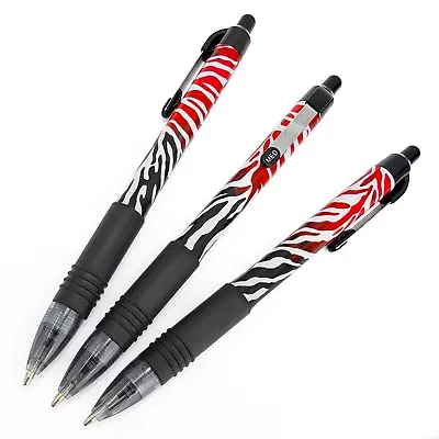 3 X Zebra Z-Grip Smooth - Retractable Ballpoint Pen - Funky Flame Design - Black • £3.99