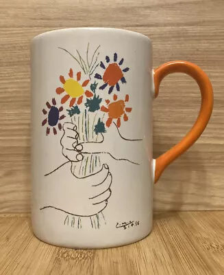 Picasso Hand And Flowers 1958 Mug Masterpiece Editions Orange Handle Made 1998 • $5