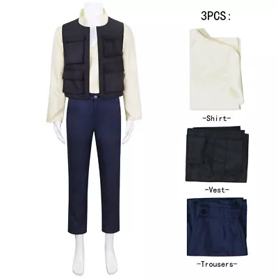 Star Wars The Force Awakens Han Solo Cosplay Costume Halloween Full Set Outfits • £35.88