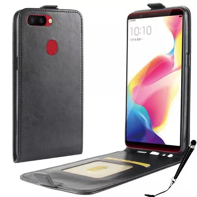 Black Leather Flip Card Wallet Case Cover For OPPO R11s + FREE Stylus • $9.99