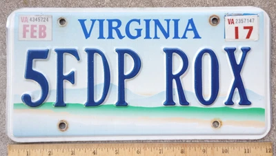 $16.95 • Buy 2017 VA VIRGINIA License Plate #5FDP ROX ~ FIVE FINGER DEATH PUNCH ROCK BAND ~  