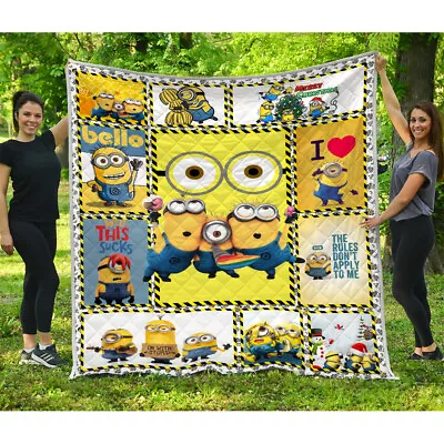 Minions Quilts Minions 3D Quilt Blanket Minions Banana Funny Gifts • $89.95