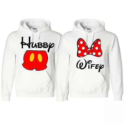 Hubby Wifey Couple Matching Hoodies Mickey Minnie Love Vacation Anniversary Gift • $24.95