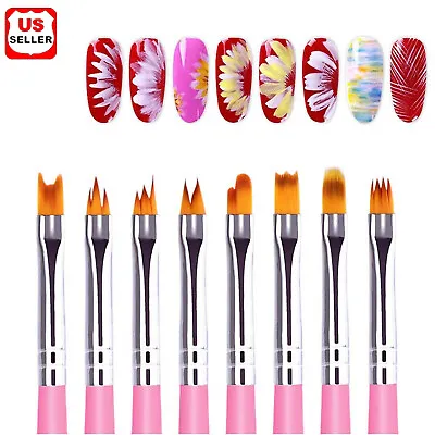 8 Pcs Nail Art Design Brush Acrylic Nail Gel Polish Painting Brush Drawing Pen • $6.98