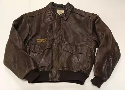 Vintage Golden Bear Pegasus Aircraft Partners Leather Jacket Men's Size 36 G-1 • $159.96