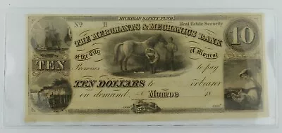 $10 The Merchants & Mechanics Bank Of The City Of Monroe Note Grade AU-UNC  • $95