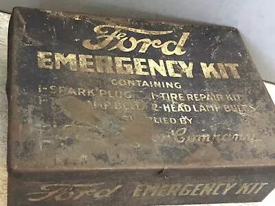 Ford Emergency Kit 1920s Model T Tee Metal Tin Box Auto Gas Oil Can Sign Empty • $95