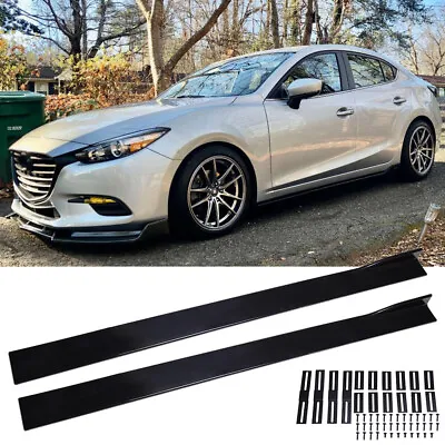 For Mazda 3 S Mazdaspeed Hatchback 78.7  Side Skirts Extension Glossy Black • $69.46