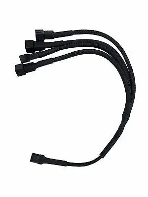 3-Pin To 4 X 3-Pin Computer Case Black Sleeved Fan Power Y-Splitter Cable • $6.99