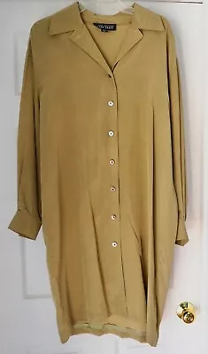 Vintage Linda Allard Ellen Tracy Silk Button Down Shirt Dress • $39.95
