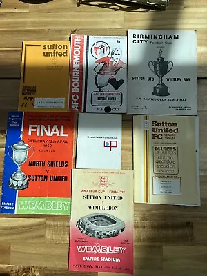 7 X Rare Sutton United FA Cup/Trophy/Amateur Cup Football Programmes 1968-81 • £4.99