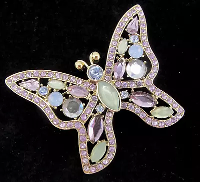 Monet Butterfly Brooch Pin Blue Purple Rhinestones & Acrylic • $15.29