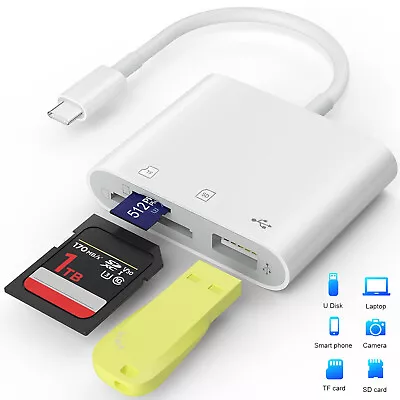 USB C Hub Converter 3-in-1 Type-C Adapter SD Card Reader For IPhone 15 Pro Max • $7.98