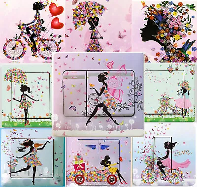 LIGHT SWITCH STICKER Girl Flower Vinyl Cover Decal Fairy Bedroom Room Wall Deco • £1.27