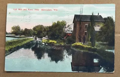 Vintage .01 Postcard 1908 Used - Old Mill & Race Near Milwaukee Wisconsin • $2.97