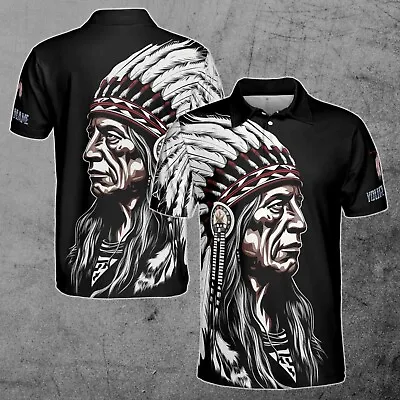 Custom Name Native American Indian Chief Cherokee Men's Polo Shirt S-5XL • $42.81
