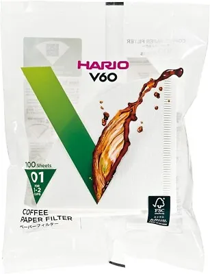 Hario V60 Paper Filter 100 Sheet-Natural Unbleached Size 01 Coffee Cone Filter • $16.85