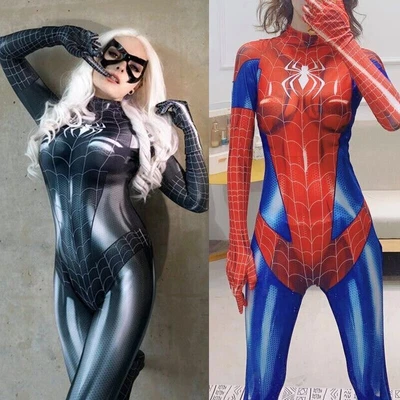 £9.59 • Buy Spiderman Costume Women Girls Sexy Superhero Cosplay Jumpsuit Fancy Dress Outfit